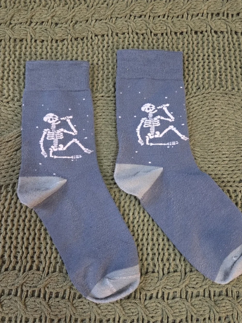 Crew Socks Skeleton Blue Adult Socks One Size